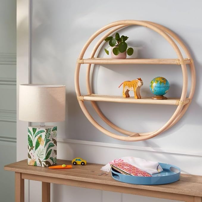 Wall Shelf Round Floating Shelves Wooden Home Living Room Bedroom Display Rack